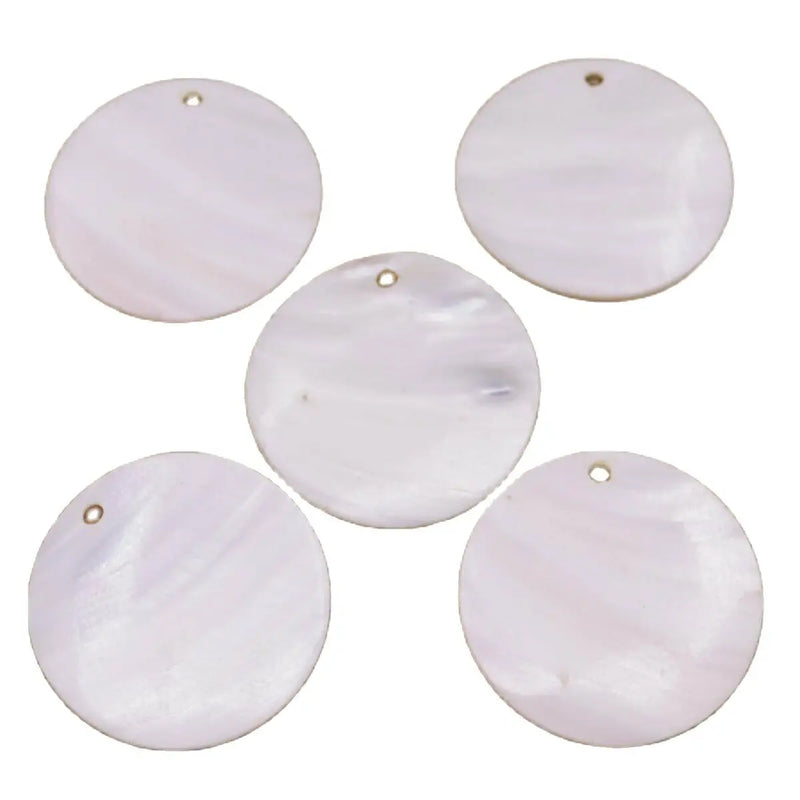 5PCS 60mm Round Disc Mother of Pearl Shell Pendant Charms Crafts