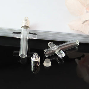 5PCS 6MM Cross Bottle Name on Rice Glass Vial Pendant DIY Pendant Charms