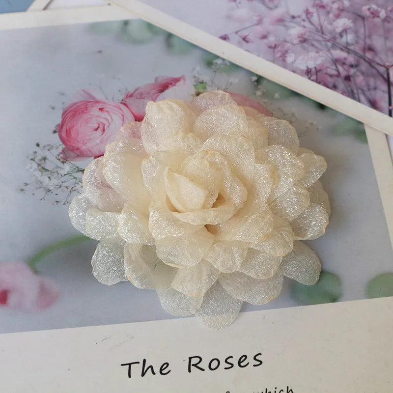 5PCS 7.5CM Chiffon Flowers DIY Fabric Corsage
