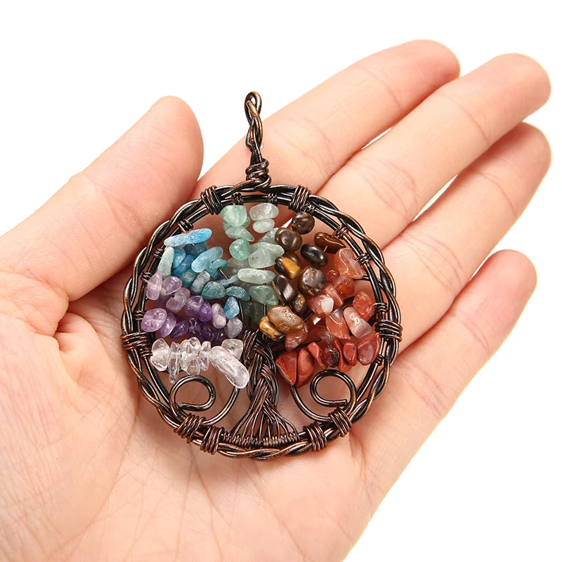 5PCS 7 Stone Car Chakra Pendant Reiki Healing Crystal Colorful Chakra Pendant