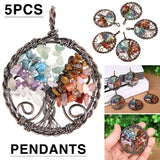 5PCS 7 Stone Car Chakra Pendant Reiki Healing Crystal Colorful Chakra Pendant