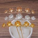 5PCS Metal Alloy Flowers Hair Sticks Base Gold/Silver Hairpin Settings DIY
