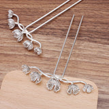 5PCS Metal Alloy Flowers Hair Sticks Base Gold/Silver Hairpin Settings DIY