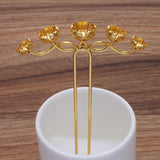 5PCS Metal Alloy Flowers Hair Sticks Base Gold/Silver Hairpin Settings DIY