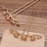5PCS Metal Alloy Flowers Hair Sticks Base Gold/Silver Hairpin Settings DIY