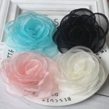 5PCS 8.5CM Organza Rose Flower Head Wedding Dress DIY Hair Accessories