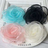 5PCS 8.5CM Organza Rose Flower Head Wedding Dress DIY Hair Accessories