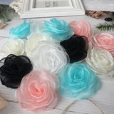 5PCS 8.5CM Organza Rose Flower Head Wedding Dress DIY Hair Accessories