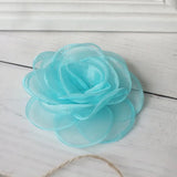 5PCS 8.5CM Organza Rose Flower Head Wedding Dress DIY Hair Accessories