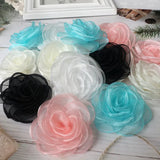 5PCS 8.5CM Organza Rose Flower Head Wedding Dress DIY Hair Accessories