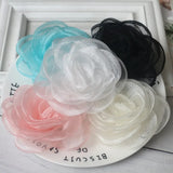 5PCS 8.5CM Organza Rose Flower Head Wedding Dress DIY Hair Accessories