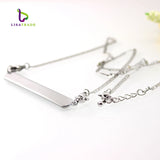 5PCS 8MM Slide Tag Pendant Floating Bar Necklace (Include Stainless Steel Chain)