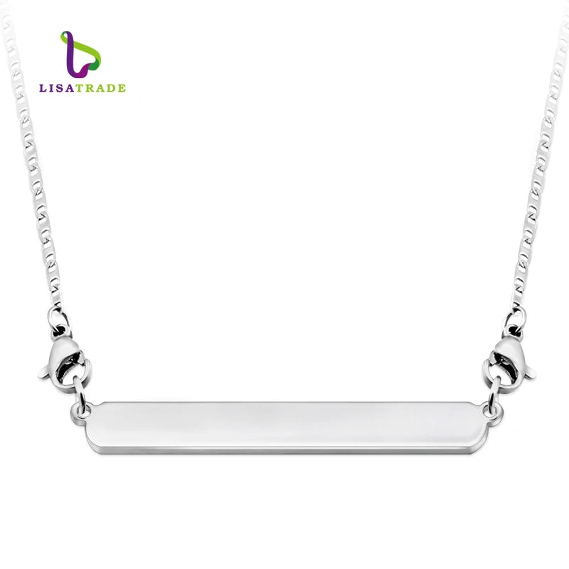 5PCS 8MM Slide Tag Pendant Floating Bar Necklace (Include Stainless Steel Chain)