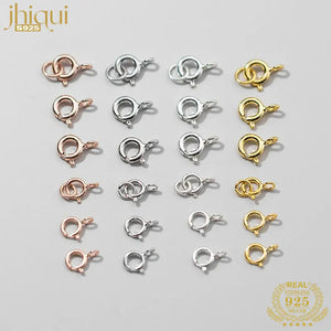 5PCS 925 Sterling Silver Round Clasps Hooks for DIY Jewelry Making