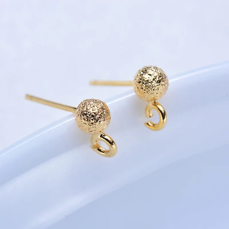 5PCS 925 Silver Frosted Ball Ear Wires with Hanging Silver Ear Needle