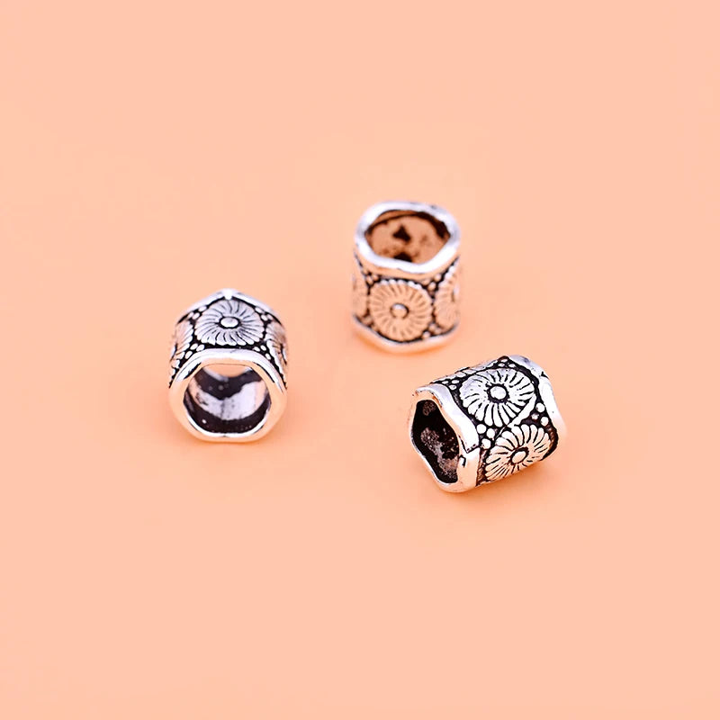 5PCS 925 Sterling Silver Retro Beads Thai Silver DIY Beaded Material Accessories