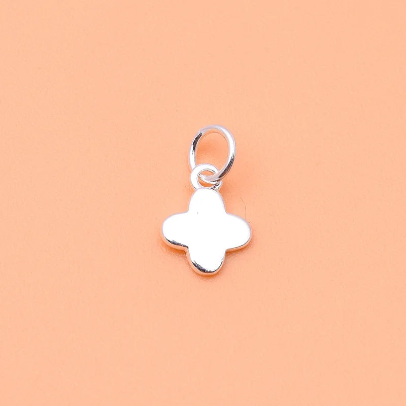5PCS 925 Sterling Silver Gold-Plated Lucky Grass Pendant DIY Beading Material