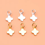 5PCS 925 Sterling Silver Gold-Plated Lucky Grass Pendant DIY Beading Material