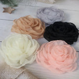 5PCS Organza Large Rose Flower Head Wedding Dress Skirt Home Hat Decoration