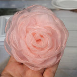 5PCS Organza Large Rose Flower Head Wedding Dress Skirt Home Hat Decoration