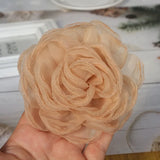 5PCS Organza Large Rose Flower Head Wedding Dress Skirt Home Hat Decoration