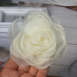 5PCS Organza Large Rose Flower Head Wedding Dress Skirt Home Hat Decoration