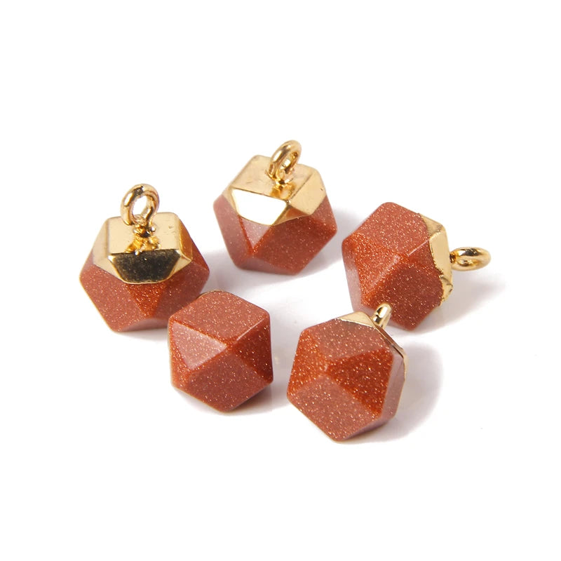 5PCS Multicolor Drop Stone Pendants 9x11MM Natural Tiny Quartz Agates Charms