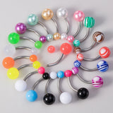 5PCS Acrylic Belly Rings 14G Navel Piercing Bar Belly Button Ring