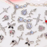 5PCS Alloy Moon Rose Heart Cross Charms DIY Beading Material Necklace Pendant