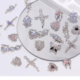 5PCS Alloy Moon Rose Heart Cross Charms DIY Beading Material Necklace Pendant