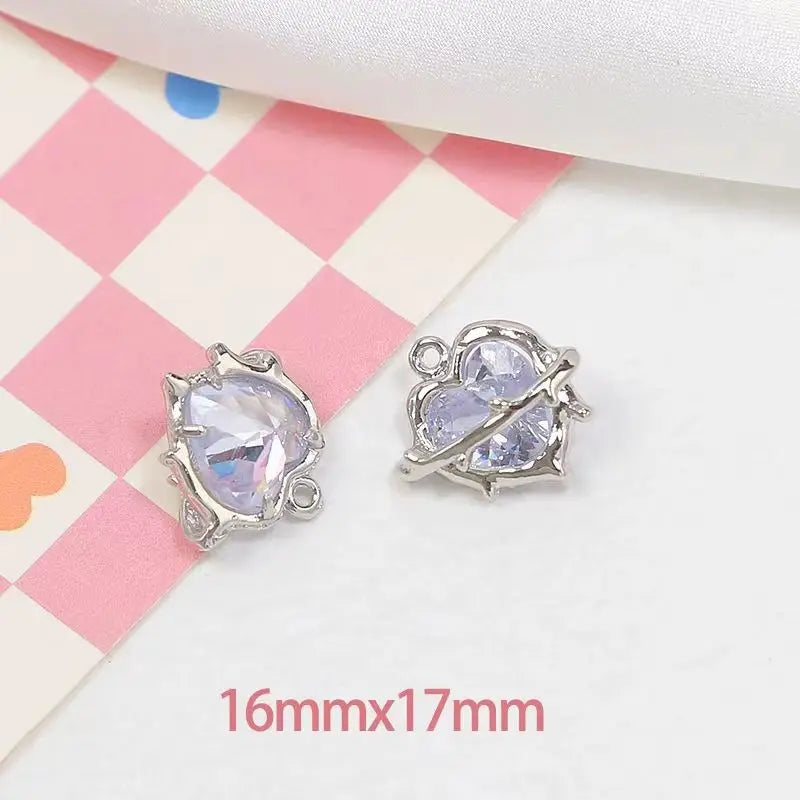 5PCS Alloy Moon Rose Heart Cross Charms DIY Beading Material Necklace Pendant