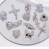 5PCS Alloy Moon Rose Heart Cross Charms DIY Beading Material Necklace Pendant