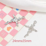 5PCS Alloy Moon Rose Heart Cross Charms DIY Beading Material Necklace Pendant