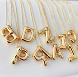 5PCS Balloon Letter Initial Pendant Necklace, Plated Flat Letter Necklace