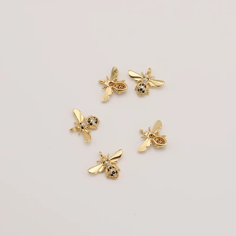 5PCS Bee Charm for Jewelry Making Earring Pendant Bracelet Necklace Accessories