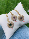 Gold-color CZ Eye Shape Necklaces For Women Choker Pendant