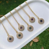 Gold-color CZ Eye Shape Necklaces For Women Choker Pendant