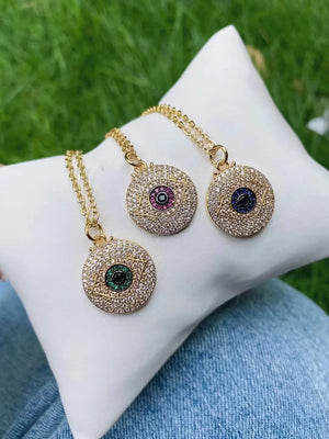 Gold-color CZ Eye Shape Necklaces For Women Choker Pendant
