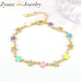 5PCS Enamel Star Bracelets with CZ Zirconia Chain - Wedding Party Jewelry