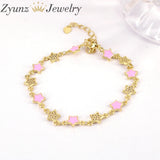 5PCS Enamel Star Bracelets with CZ Zirconia Chain - Wedding Party Jewelry