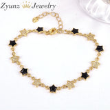 5PCS Enamel Star Bracelets with CZ Zirconia Chain - Wedding Party Jewelry