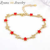 5PCS Enamel Star Bracelets with CZ Zirconia Chain - Wedding Party Jewelry