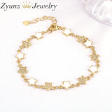5PCS Enamel Star Bracelets with CZ Zirconia Chain - Wedding Party Jewelry