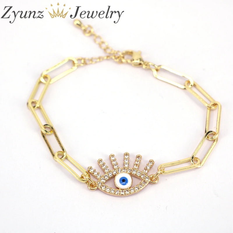 Eye Bracelet CZ Party Jewelry Women Men Eyes Adjustable Chain