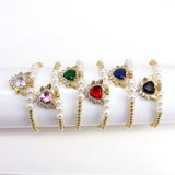 Boho Retro CZ Zircon Heart Angel Wings Bracelet Pearl