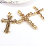 5PCS CZ Clear Micro Pave Cross Pendant Necklace Charm
