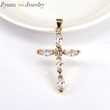 5PCS CZ Clear Micro Pave Cross Pendant Necklace Charm