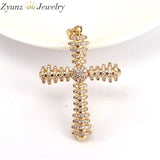 5PCS CZ Micro Pave Cross Pendant, Clear CZ Pave Cross Charm, Plated