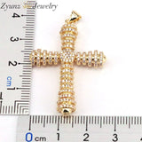 5PCS CZ Micro Pave Cross Pendant, Clear CZ Pave Cross Charm, Plated