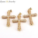 5PCS CZ Micro Pave Cross Pendant, Clear CZ Pave Cross Charm, Plated